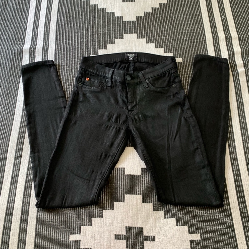 Hudson black waxed jeans